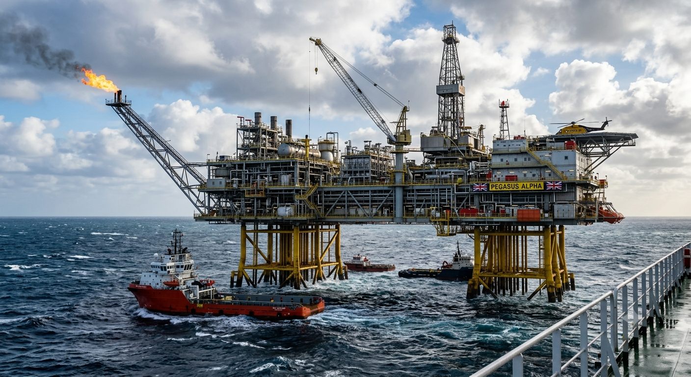 Offshore natural gas production platform at sea